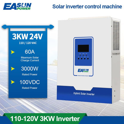 Easun power Hybrid Solar Inverter Built in 3KW 24V Pure Sine Wave Power Inverter & 100A For MPPT Charge Controller