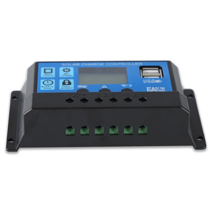 Solar Charger Controller with 60A/50A/40A/30A/20A/10A and 12V 24V Auto PWM Controllers LCD Display 5V Dual USB Output