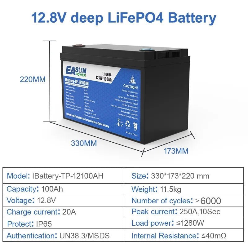 Easun power LiFePO4 100AH 12.8V Lithium Iron Phosphate Battery