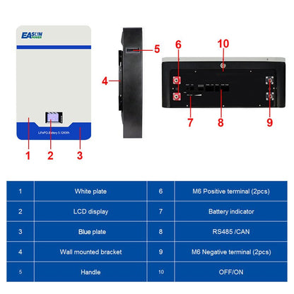 Easun power LiFePO4 Power Wall Storage Battery Hybrid Offgrid Inverter System