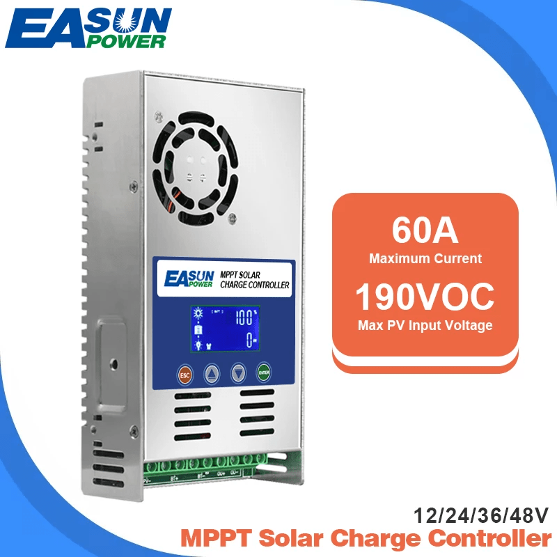 Easun power 60A MPPT Solar Charge Controller 12V 24V 36V 48V Battery PV Input 180VOC